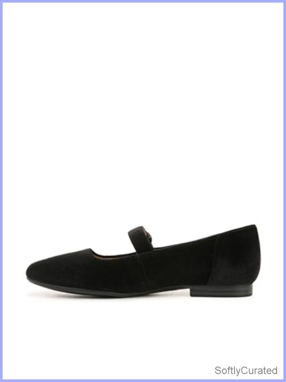 Mary Jane Ballet Flat with Velvet Upper & Buckle Closure